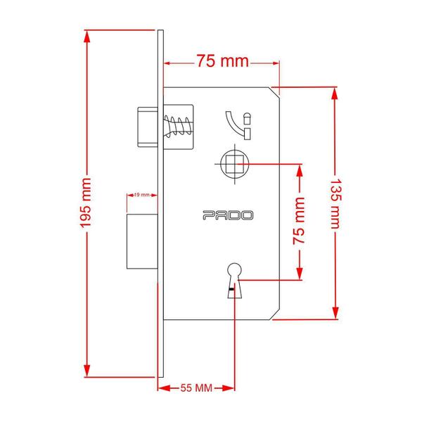 Imagem de Fechadura Interna Pado Ascot Grafite Escovado 55Mm