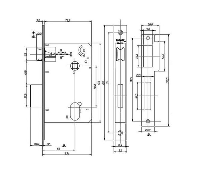 Imagem de Fechadura Interna Papaiz Inox 55mm Mi890 Roseta Cromada