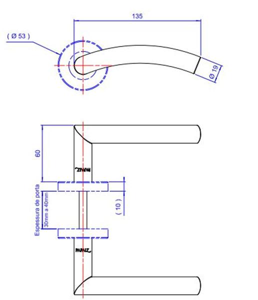 Imagem de Fechadura Interna Papaiz Inox 55mm Mi890 Roseta Cromada