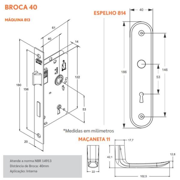 Imagem de Fechadura Interna Porta Madeira Metal Quarto Sala Preto Stam