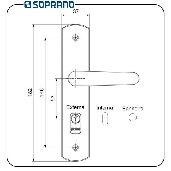 Imagem de Fechadura Ipanema Interna Preta Espelhada E27 Soprano