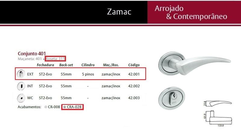 Imagem de Fechadura Lafonte 401 St2 55 Externa Roset Cromada Acetinado