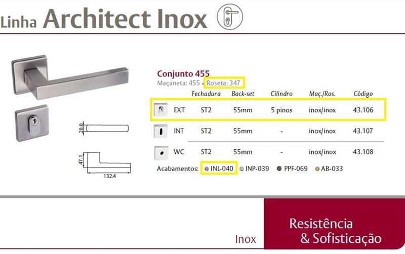 Imagem de Fechadura Lafonte 455 St2 55mm Externa Roseta Inox Lixado