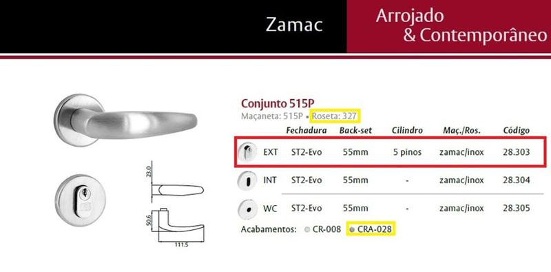 Imagem de Fechadura Lafonte 515p 55mm Externa Roseta Cromado Acetinado