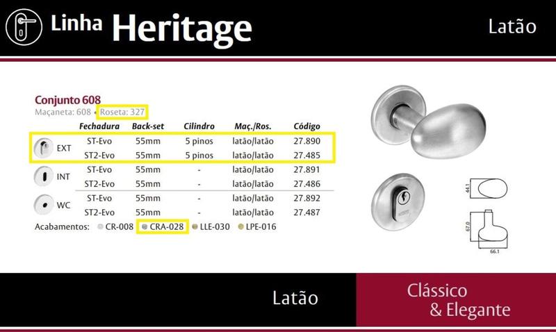 Imagem de Fechadura Lafonte 608 St2 55mm Externa Roseta Cromada Acetinada - Latão