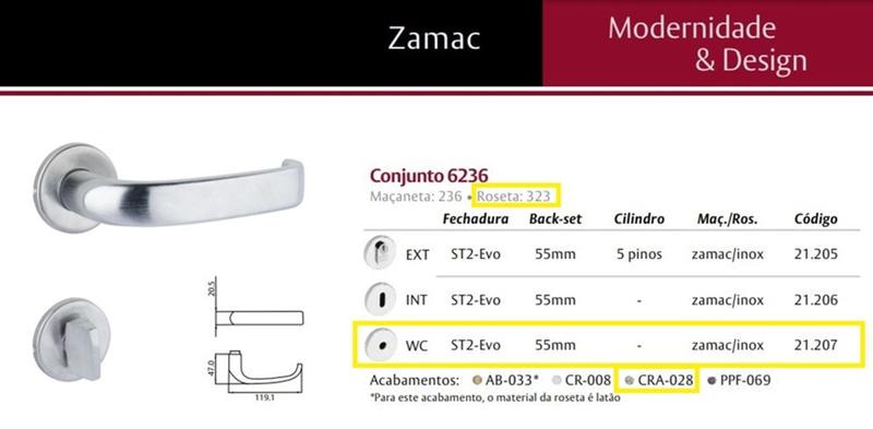 Imagem de Fechadura Lafonte 6236 St2 55mm Banheiro Roseta Cromada Acetinada