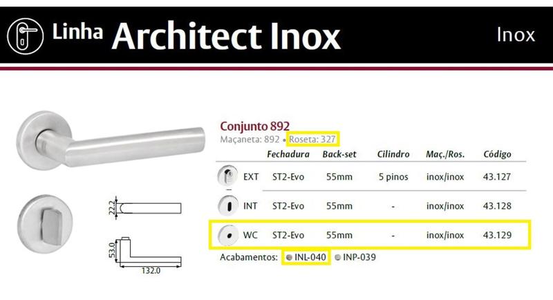 Imagem de Fechadura Lafonte 892 St2 55mm Banheiro Roseta Inox Lixado