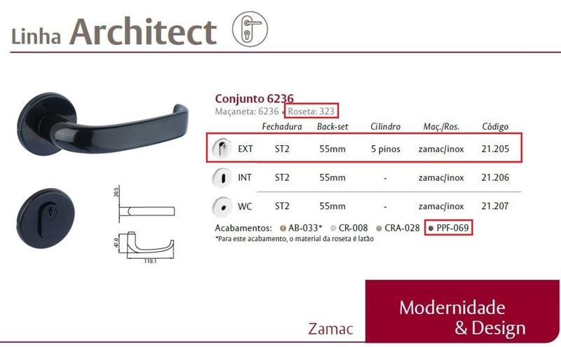 Imagem de Fechadura Lafonte Externa 6236 St2 55mm Roseta Preto Fosco