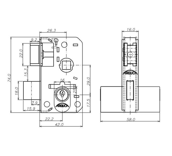 Imagem de Fechadura Máquina Reposição 1520M c/ Furo Maçaneta Porta de Vidro