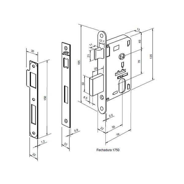 Imagem de FECHADURA METRO LIGHT 55mm EXTERNA CROMO ACETINADO imab