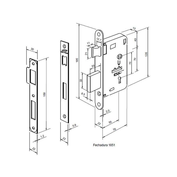 Imagem de Fechadura mobia 55mm 1851 interna inox polido imab