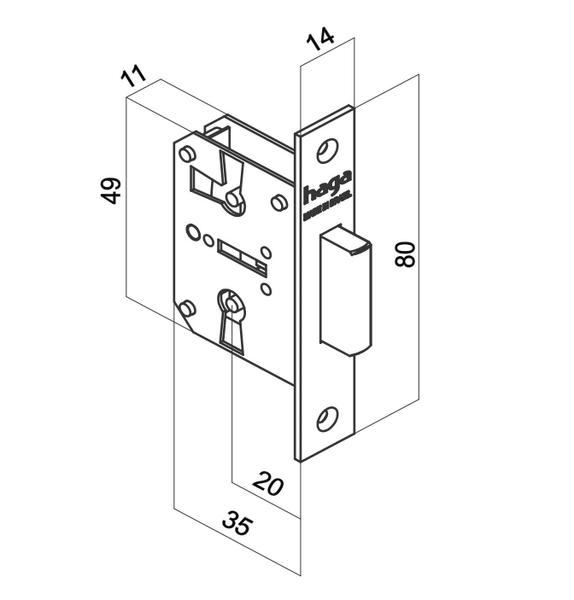 Imagem de Fechadura p/ moveis 20mm chave colonial haga 2020/20 ch.2036