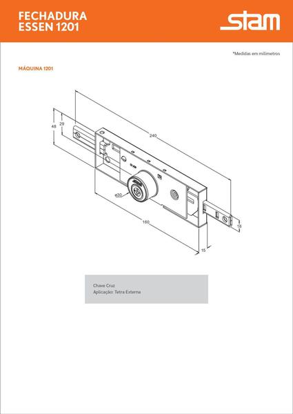 Imagem de Fechadura P/ Porta de Enrolar Trava Lateral Tetra 1201 Stam