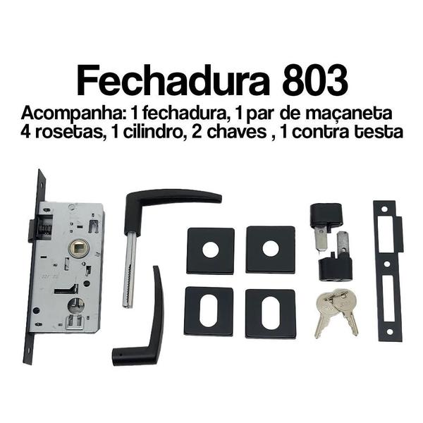 Imagem de Fechadura P/Porta Externa Ferro Madeira Quadrada Preto Stam