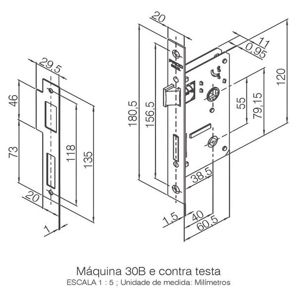 Imagem de Fechadura Pado Banheiro 40MM Concept ESP 401-40CB CR