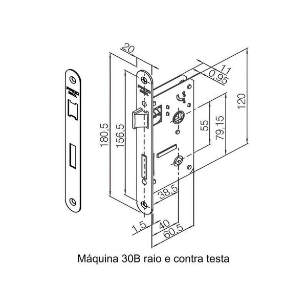 Imagem de Fechadura Pado Banheiro 40MM Concept RQ1 413-40CB Raio BX