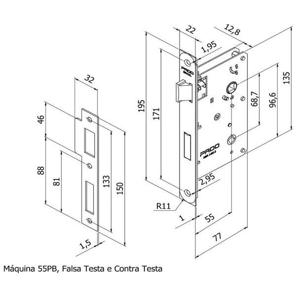 Fechadura Pado Banheiro 55MM Nina RQ2 221-55PB EPT Imagem de Fechadura Pado Banheiro 55MM Nina RQ2 221-55PB EPT