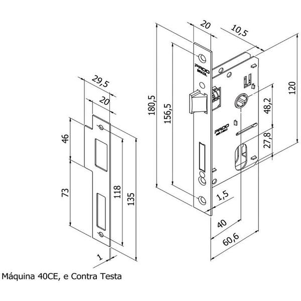 Fechadura Pado Externa 40MM Concept RR1 401-40CE CR Imagem de Fechadura Pado Externa 40MM Concept RR1 401-40CE CR
