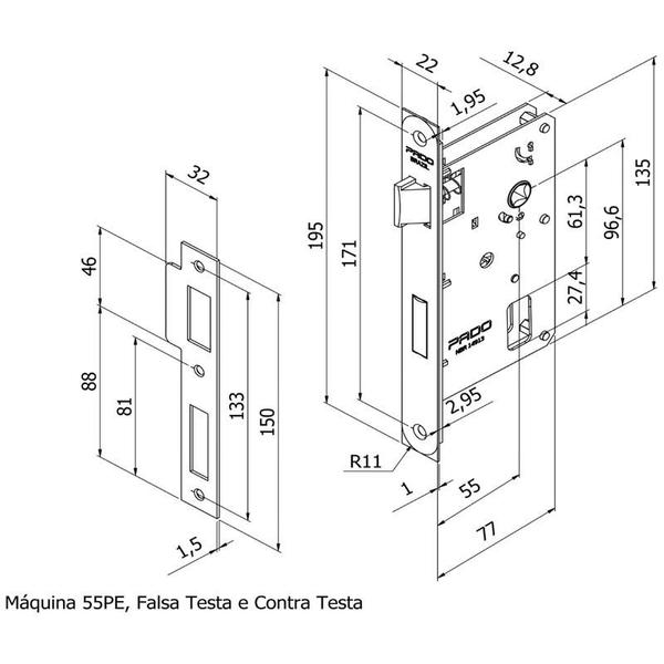 Imagem de Fechadura Pado Externa 55MM Opera RQ4 201-55PE CRA