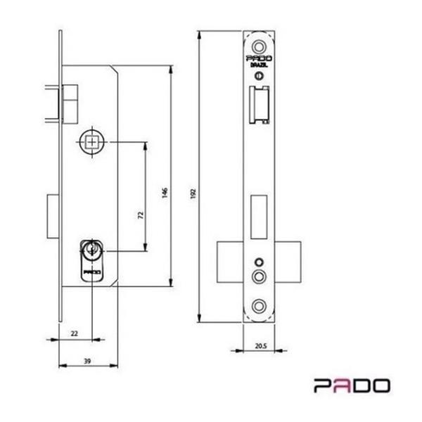 Imagem de Fechadura Pado Externa Estreita Perfil 22 Mm 661 Ferro/alumi