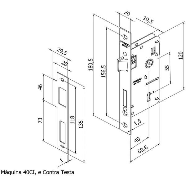 Imagem de Fechadura Pado Interna 40MM Concept ESP 401-40CI CRA