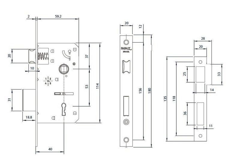 Imagem de Fechadura Papaiz Mz260 Interna 40mm Espelho Oxidado