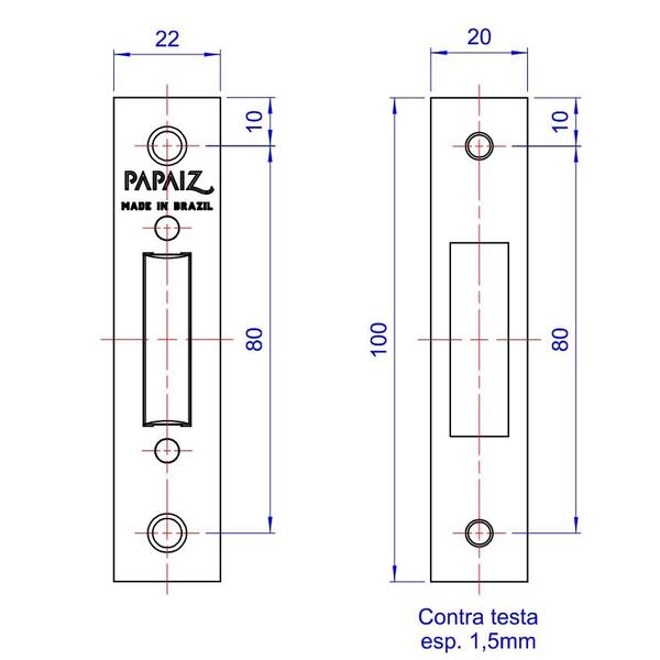 Imagem de Fechadura Par Trava Tetra Auxiliar 140 R68 Roseta Redonda Cromo Acetinado 40mm Papaiz