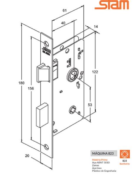 Imagem de Fechadura para Porta Banheiro Lavabo 823/09 Quadrada Antique