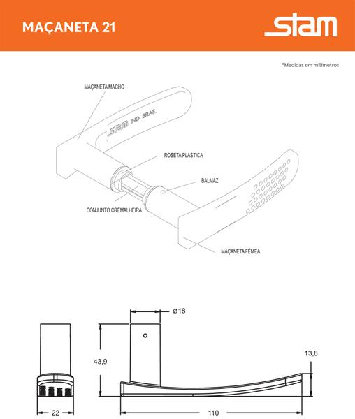 Imagem de Fechadura para Porta Banheiro Lavabo 823/21 Quadrada Cromada