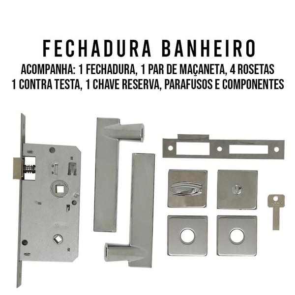 Imagem de Fechadura Para Porta Banheiro Roseta Quadrada inox Stam wc