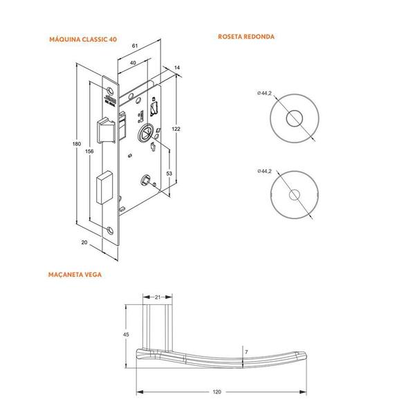 Imagem de Fechadura Para Porta De Banheiro Broca 40 Mm Stam Dourado