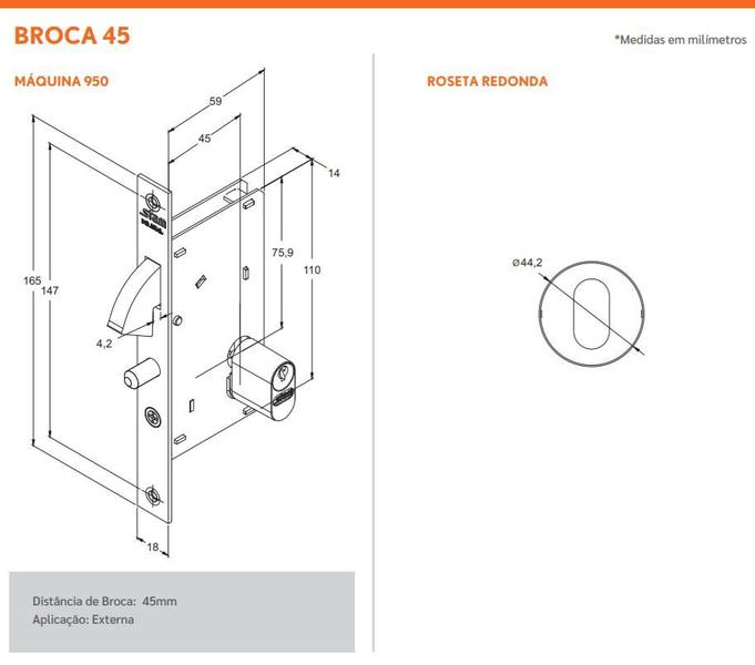 Imagem de Fechadura para porta de correr stam 950 inox