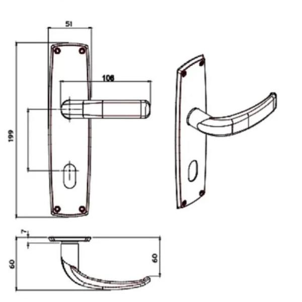 Imagem de Fechadura Para Porta De Madeira Aliança Externa Inox Sala Trinco Classic 3600/34IP Maçaneta Chave