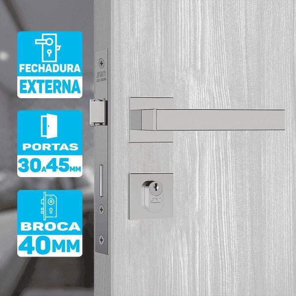 Imagem de Fechadura Para Porta Externa Broca 40Mm Inox Polido Stam