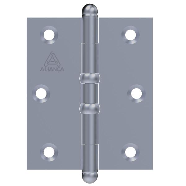 Imagem de Fechadura Para Porta Externa Perfil Estretiro Aço Inox Polido Cromado + Dobradiças Aço Zincado Pino Bola