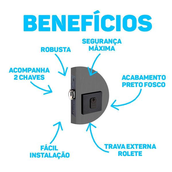 Imagem de Fechadura Para Porta Externa Rolete Pivotante Preto Pado