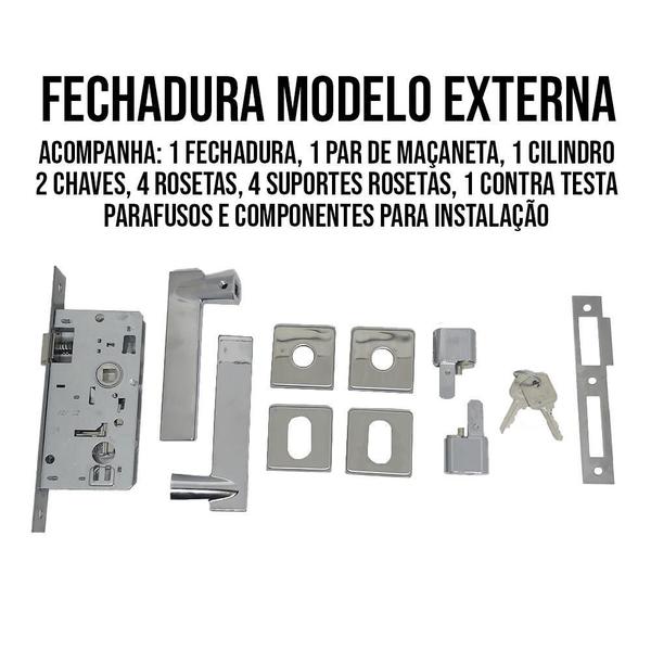 Imagem de Fechadura Para Porta Ferro E Madeira Broca 40 Mm Stam Inox