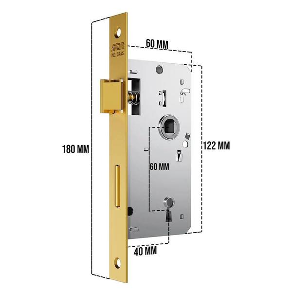 Imagem de Fechadura Para Porta Interna Quadrada 40 Mm Dourada Stam