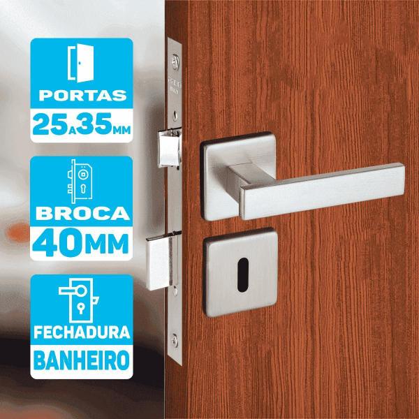 Imagem de Fechadura Para Porta Interna Quarto Broca 40Mm Pado Inox Int