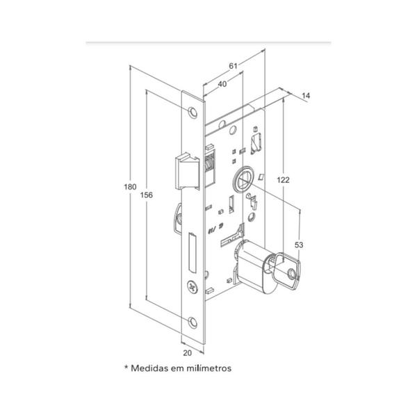 Imagem de Fechadura Para Porta Stam Externa 803/33 Espelho Inox Cromado 40mm