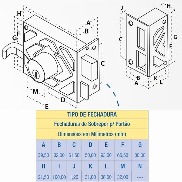 Imagem de Fechadura Para Portão de Sobrepor F1500 Prata 100mm Aliança