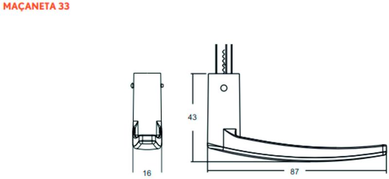 Imagem de Fechadura Perfil Estreito Metal 401/33 Preto Fosco Stam 24mm