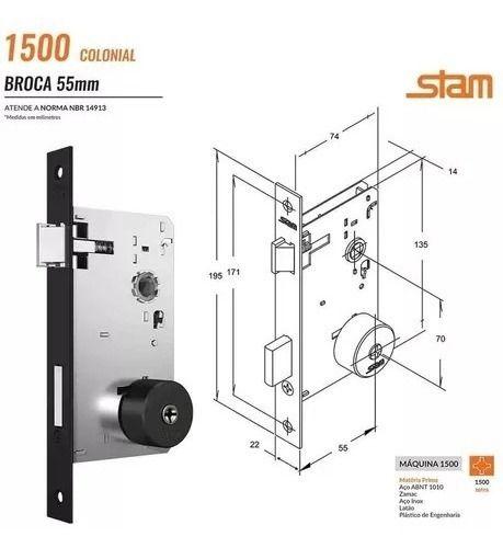 Imagem de Fechadura Porta Abrir Colonial 1500/06 Tetra Bola - Stam