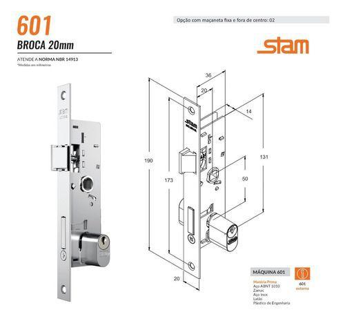 Imagem de Fechadura Porta Alumínio Stam Externo 601-602/03 - Esp Inox