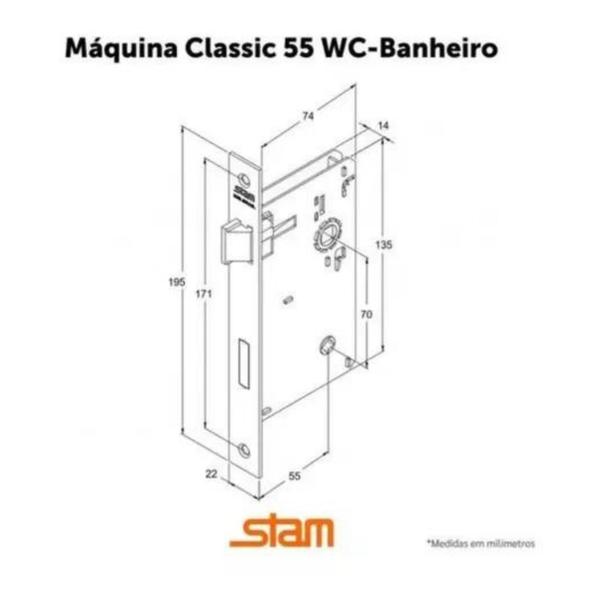 Imagem de Fechadura Porta Banheiro 1620/35 Preto 55mm Stam