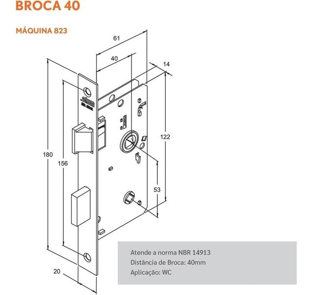 Imagem de Fechadura Porta Banheiro Bwc Stam 1810/09 Cromado Broca 40