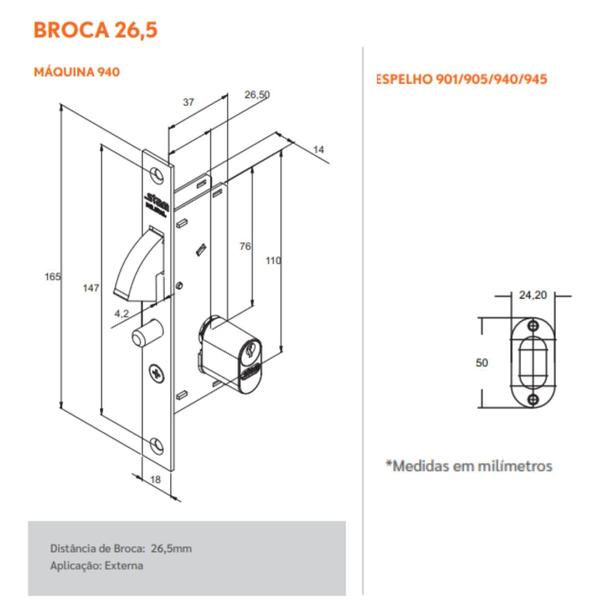 Imagem de Fechadura Porta Correr Bico Papagaio Stam 940 Aço Inox