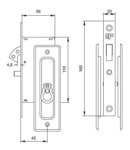 Imagem de Fechadura Porta Correr Interna Concha Bico Papagaio Inox 3F