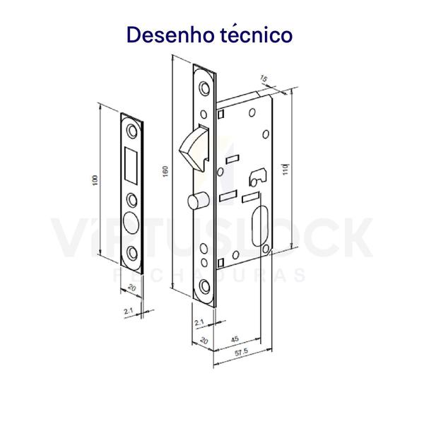 Imagem de Fechadura Porta de Correr Banheiro 1391 Polida Imab