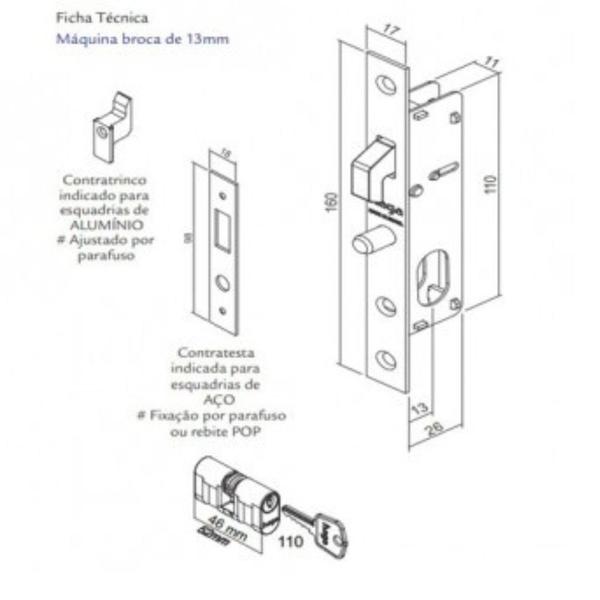 Fechadura Porta de Correr Haga Externa Suprema Bico de Papagaio com Contratrinco - Branca Imagem de Fechadura Porta de Correr Haga Externa Suprema Bico de Papagaio com Contratrinco - Branca